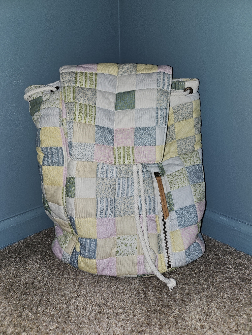 Universal Thread Quilted Patchwork Drawstring Backpack - Pastel Multi - Picture 2 of 5